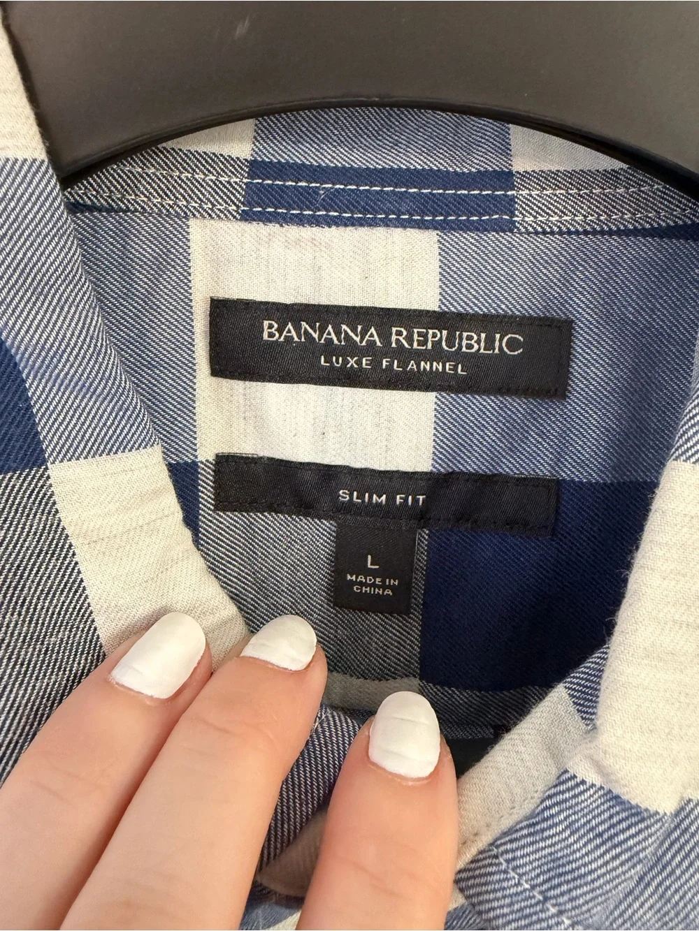 Men's Blue & White Check Button-Down Shirt